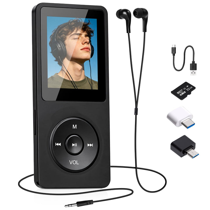 32GB MP3 Player Bluetooth 5.1 mit Lautsprecher, mit 1,8" TFT-Farbbildschirm, Kopfhörer, MP3 Player M