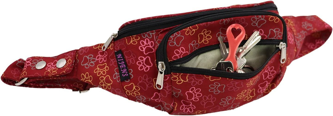 Nijens Hüfttasche Torino mit Pfoten Pfötchen | Leckerlitasche | Gürteltasche | Gassitasche | Bauchta