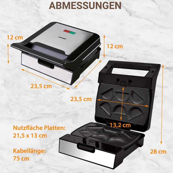Syntrox Mini Empanada Maker mit Wechselplatten, Edelstahl, schnelles Aufheizen, Antihaftbeschichtet,