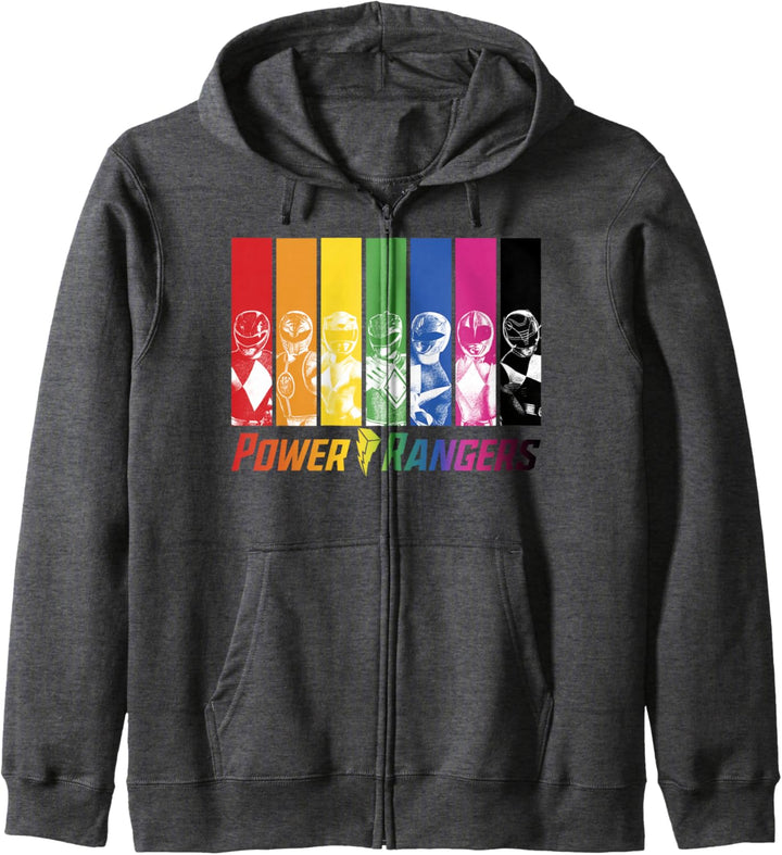 Power Rangers Retro Distressed Rainbow Character Panels Kapuzenjacke