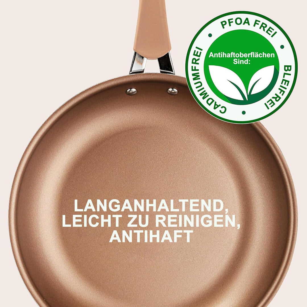 NutriChef Topfset Induktion, Pfannenset 14-teilig, Antihaftbeschichtet, Töpfe & Pfannen PFOA/PFOS-fr