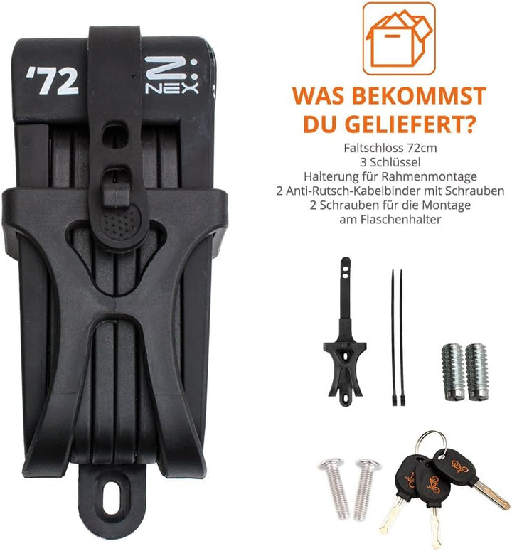 ZNEX Sehr leichtes (686g) und kompaktes Faltschloss mit hoher Sicherheitsstufe aus speziell gehärtet