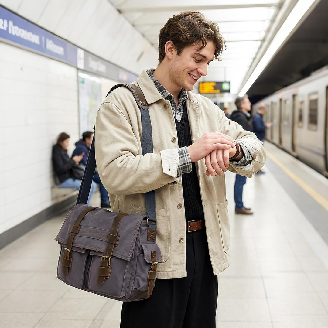 VARLIVOO Umhängetasche für Herren Schultertaschen 14" Zoll Laptoptaschen Messenger Bags Kuriertasche