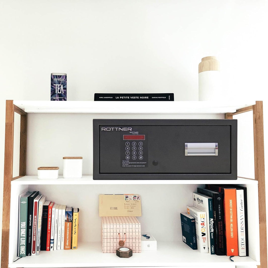 HomeDesign Schubladentresor HDS-9100 Elektronikschloss Anthrazit, mit mechanischer und elektronische