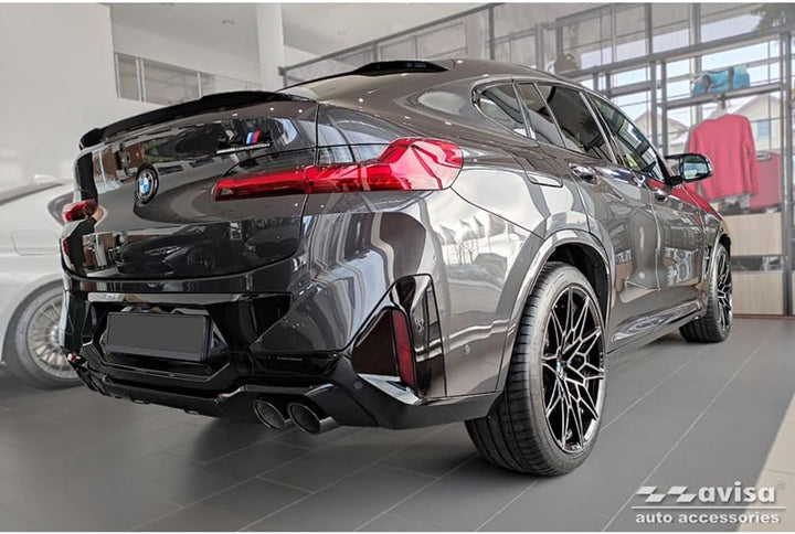 Avisa Schwarz Edelstahl Heckstossstangenschutz kompatibel mit BMW X4 G02/F98 M Competition Facelift