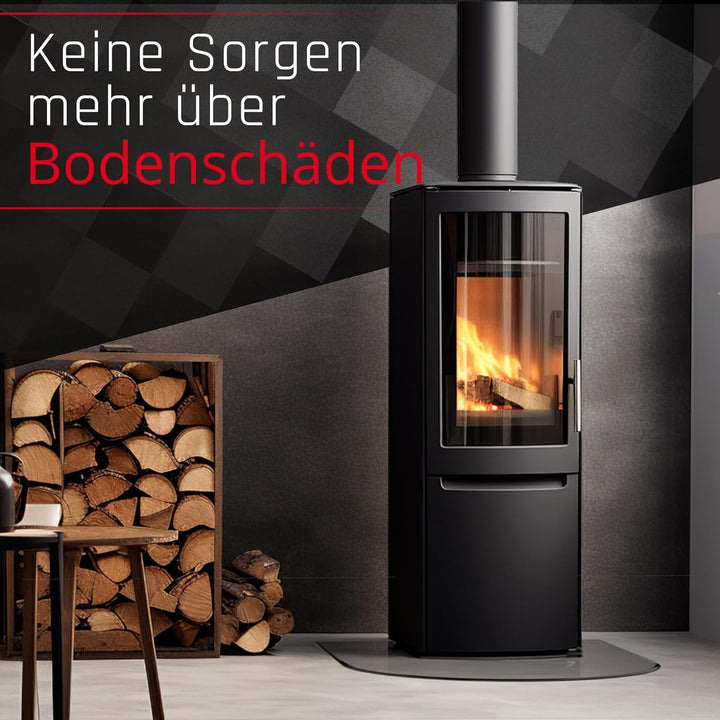 BIJON Funkenschutz-Platte mit Facettenschliff, Glasplatte Kaminofen, Kaminschutz mit ESG Sicherheits