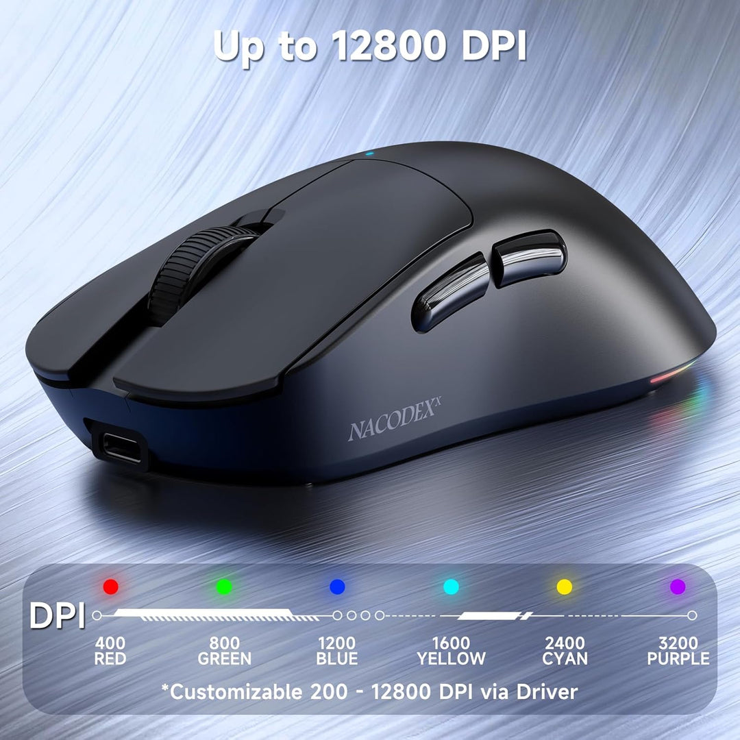 A.JAZZ NJ08 Tri-Mode Kabellose Gaming Maus, 1000Hz 70g Leicht, PC Mouse Mittel-Gross Ergonomisch, 12