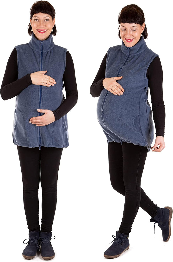 Viva la Mama - Trageweste aus Fleece, Winter Zusatzweste für Tragejacken - RERIK M stahlblau - vorn