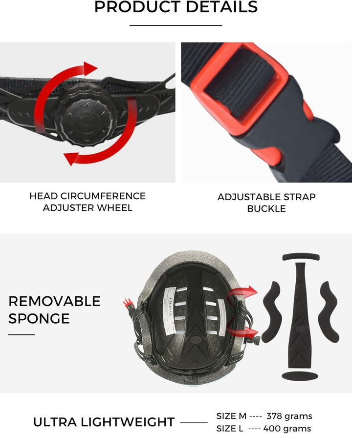 Fahrrad oder Elektrorollerhelm mit Rotem Warnlicht + weissem Frontlicht. Fahrradhelm, Skate, Schlitt