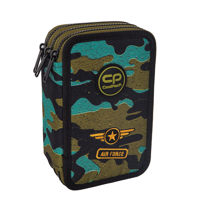 Goldkids Federtasche 3-fache Federmappe AIR Force Federmäppchen 46-teilig gefüllte Schüleretui Stift