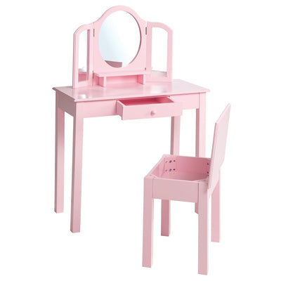 roba Schminktisch für Kinder - Frisiertisch aus Holz inkl. Hocker - Kosmetiktisch mit Spiegel & Schu