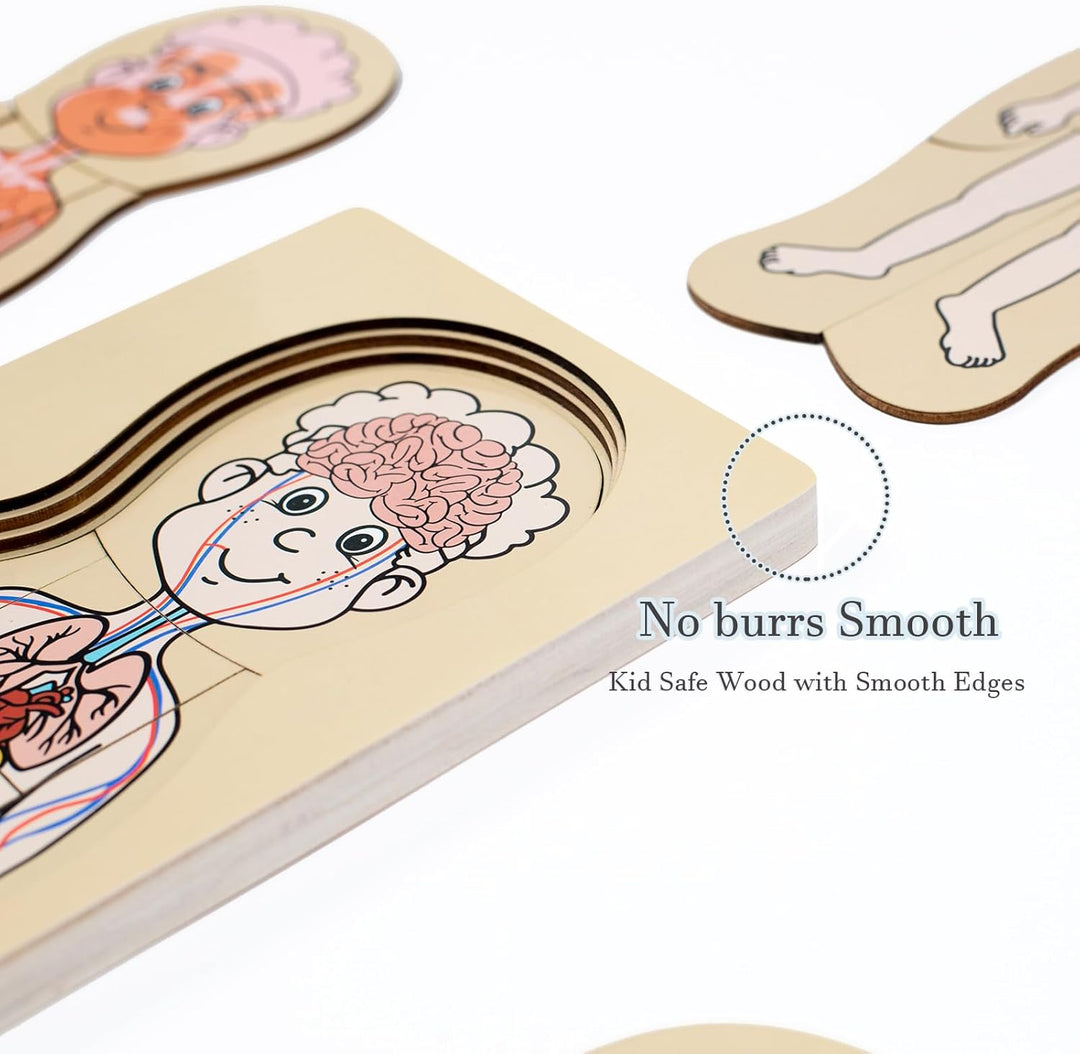 Meine Körperteile Puzzle für Kleinkinder Kinder Mädchen Jungen Montessori Holz Anatomie Puzzle 3-5 J