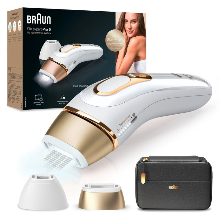 Braun IPL Silk Expert Pro 5 Haarentfernungsgerät Damen/Herren, 2 Aufsätze, sichtbare Haarentfernung,