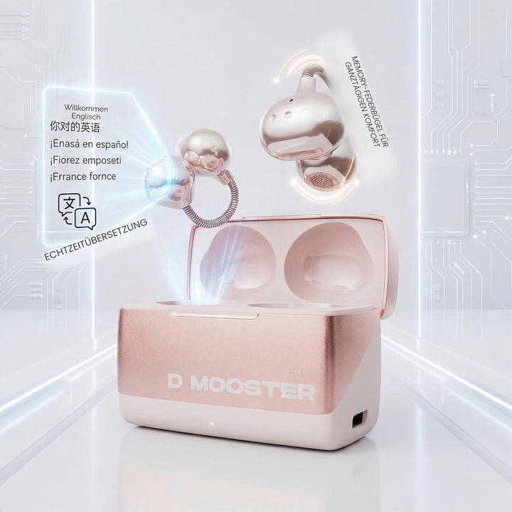 Dmooster D95 Kabellose Kopfhörer–Immersiver Klang, Kreatives Design Clip-On-Open-Ear-Kabellose Ohrhö