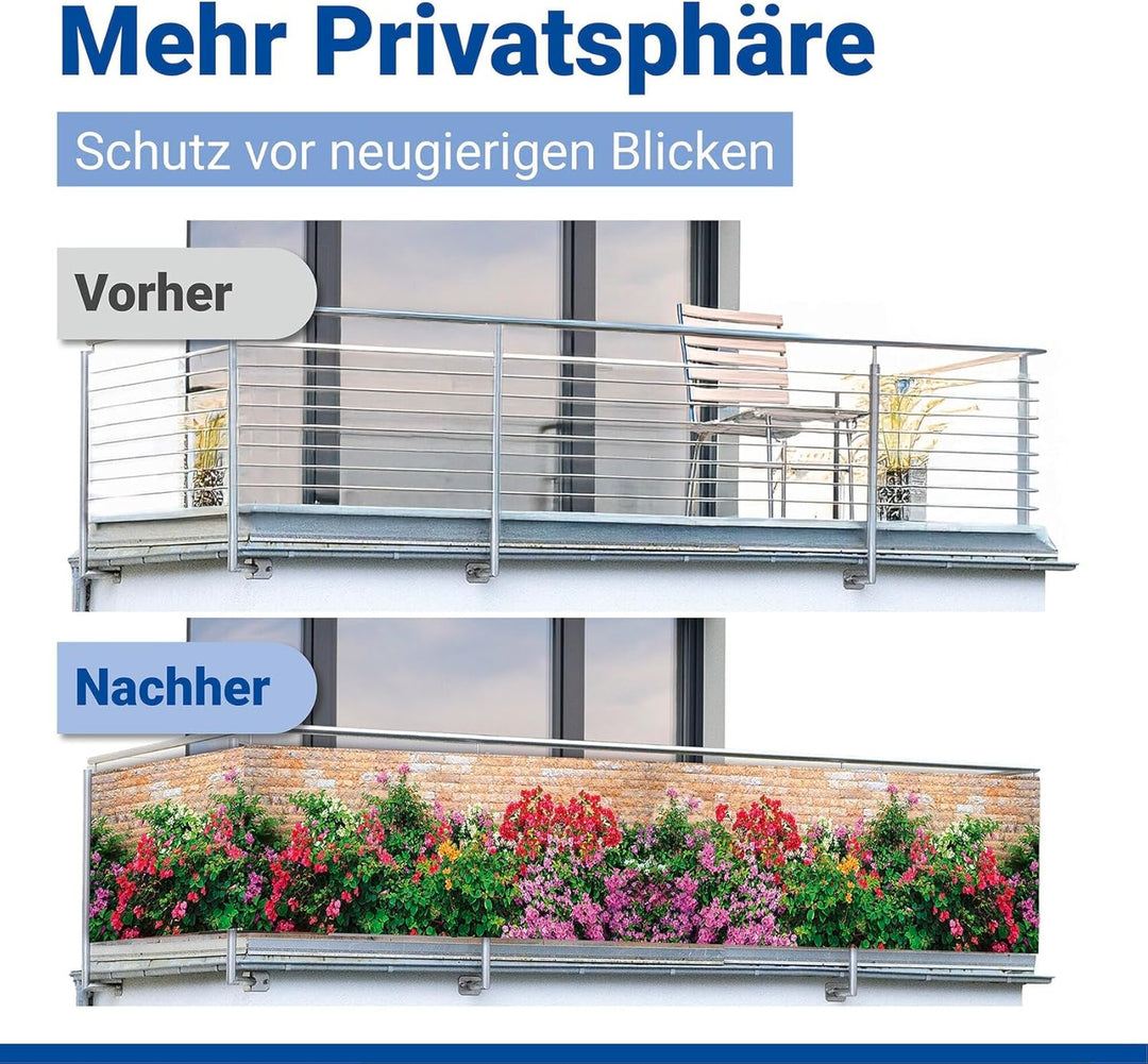 Maximex Balkon-Sichtschutz Mauerblumen, UV- und witterungsbeständig, Schnelltrocknend, Reissfest, 85