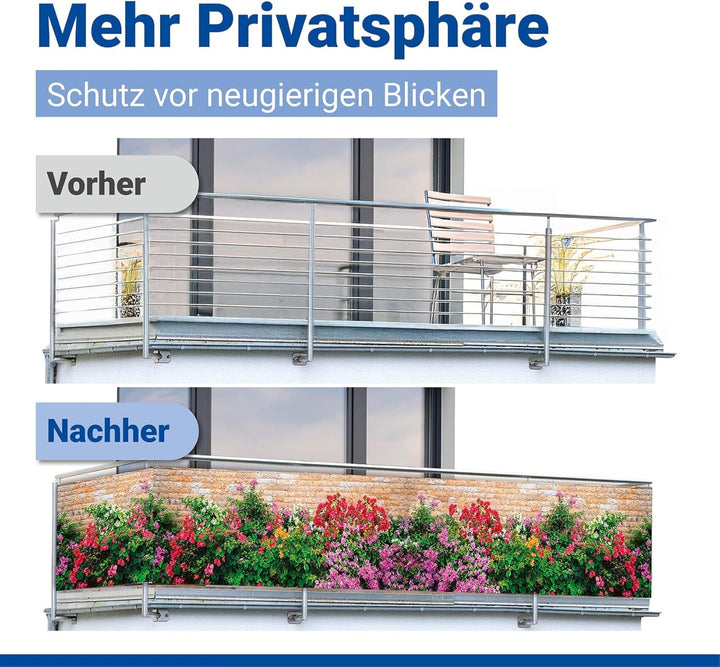 Maximex Balkon-Sichtschutz Mauerblumen, UV- und witterungsbeständig, Schnelltrocknend, Reissfest, 85