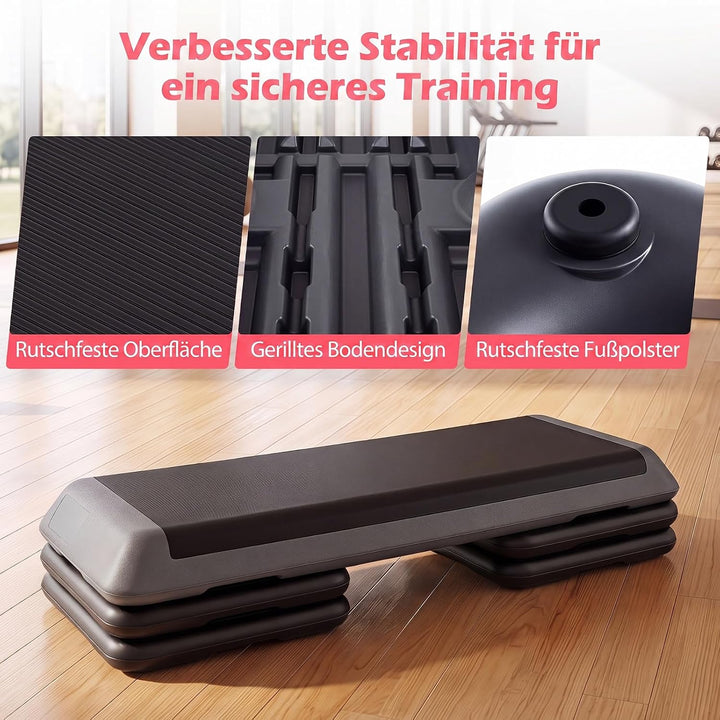 COSTWAY Aerobic Stepper 3 fach höhenverstellbar | Steppbrett rutschfest 150 kg belastbar, Fitness St