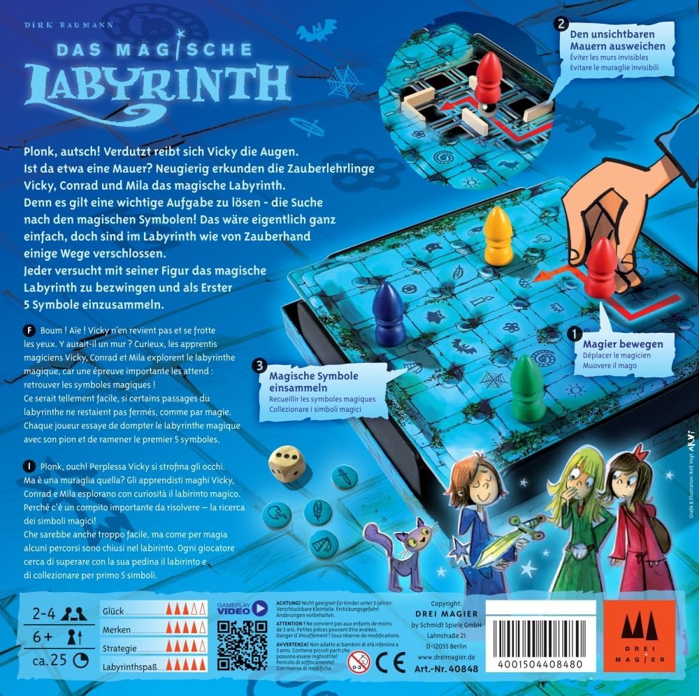Schmidt Spiele 40848 Das Magische Labyrinth, Drei Magier, Kinderspiel des Jahres 2009 Single, Single