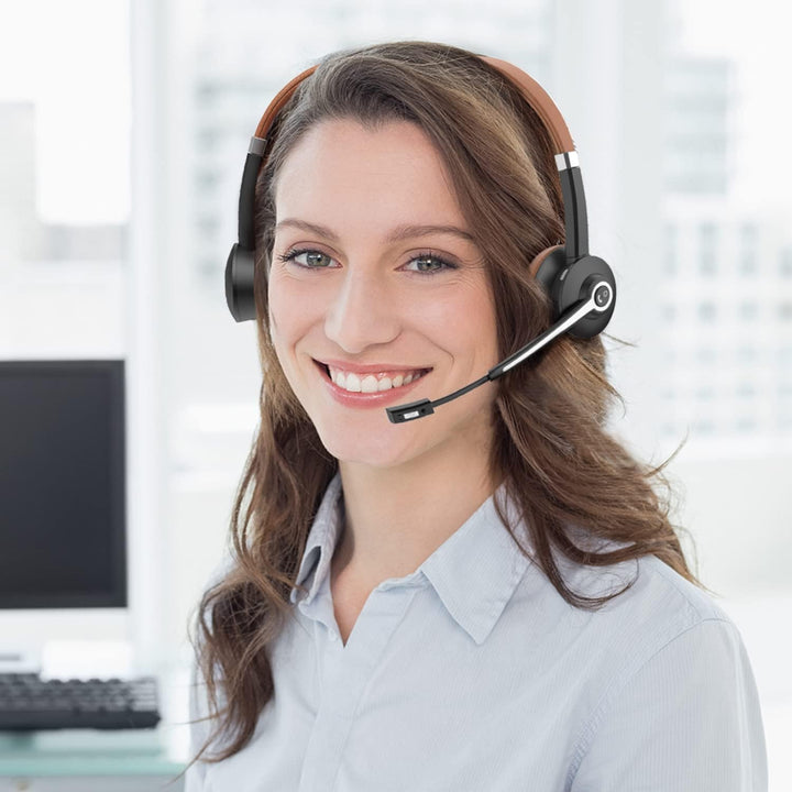 Conambo Headset mit Mikrofon, Kabellos Bluetooth Headset mit Mikrofon mit HD Stereo Sound für Laptop