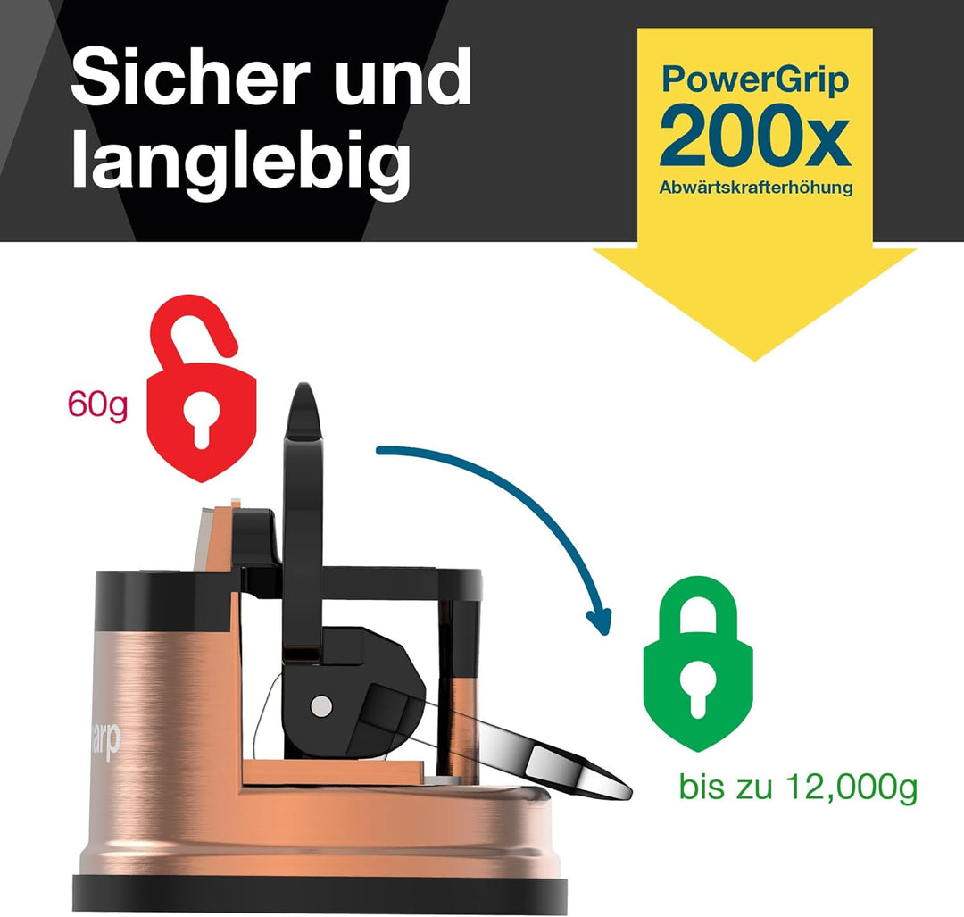 AnySharp Pro Metall Messerschärfer, Freihändige Sicherheit, PowerGrip Saugnapf, Schärft alle Küchenm