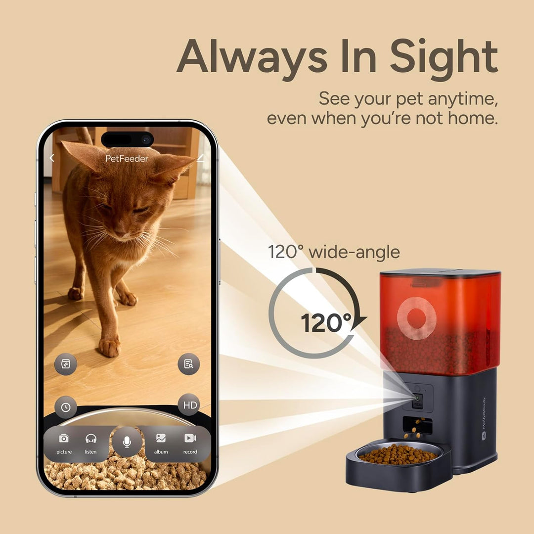 Futterautomat Katze mit Kamera 6L, Automatischer Katzen Futterautomat für Katzen und Hunde, App-Steu