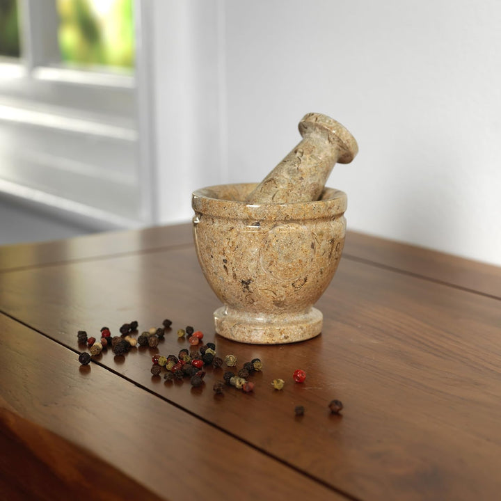 Mini Stössel und Mörser Fossiler Stein