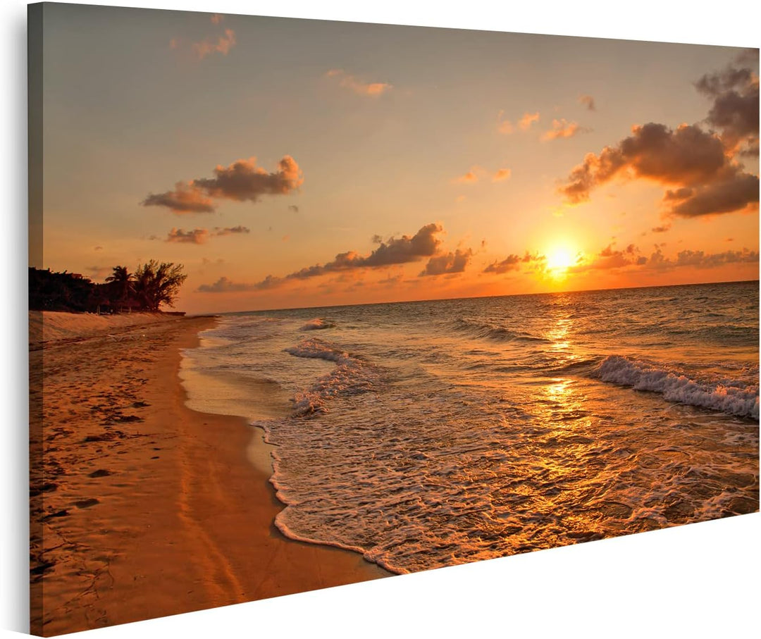 islandburner Bild auf Leinwand Strand Bei Sonnenuntergang Varadero Bilder Wandbilder Poster Leinwand