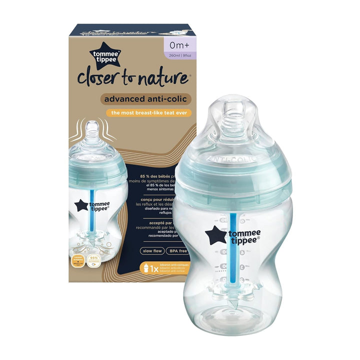 Tommee Tippee Anti-Kolik-Babyflasche, Natürlich geformter Trinksauger und Spezielles Anti-Kolik-Entl
