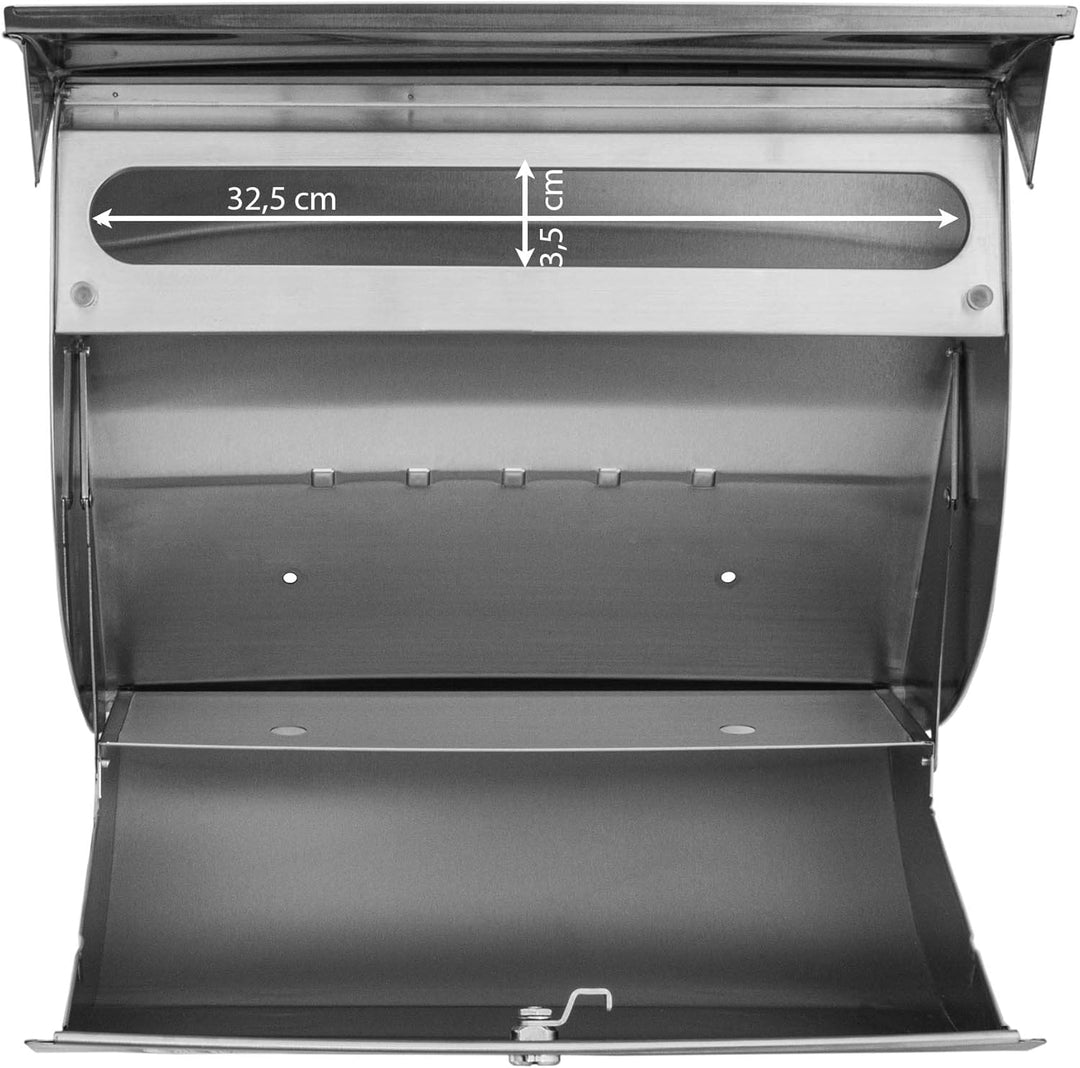 banjado® Burgwächter® Briefkasten Edelstahl mit Motiv Diamant Muster/Briefkasten ohne Zeitungsfach/E