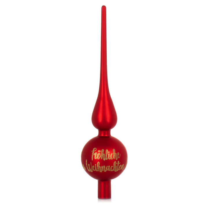 com-four® Weihnachtsbaumspitze mit Schriftzug - Christbaumspitze aus echtem Glas für Weihnachten - T