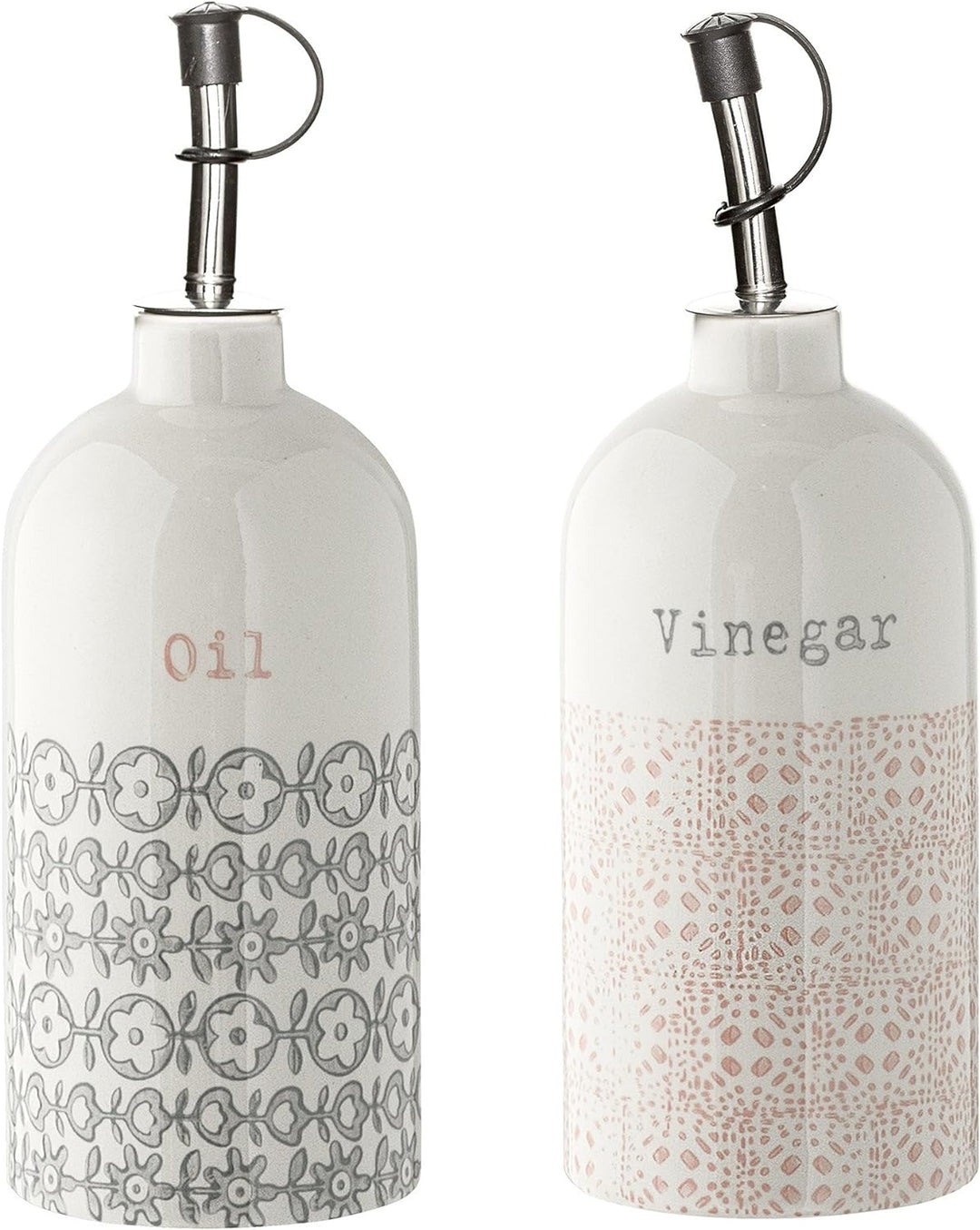 Bloomingville Essig-Öl-Flaschen Cecile Retro Essig und Öl Flaschen Set Ø 7,0 x H 20 cm, grau rosa, K