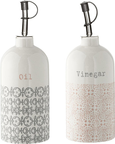 Bloomingville Essig-Öl-Flaschen Cecile Retro Essig und Öl Flaschen Set Ø 7,0 x H 20 cm, grau rosa, K