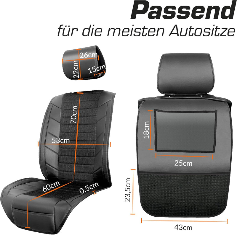 Upgrade4cars Autositzauflage Vordersitze Leder Optik Schwarz | Auto-Sitzbezüge Vorne mit Rücksitz Or