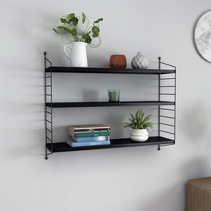 [en.casa] Modulares Wandregal Strängnäs Metallregal Schwarz Hängeregal mit 3 Regalböden Badregal Küc