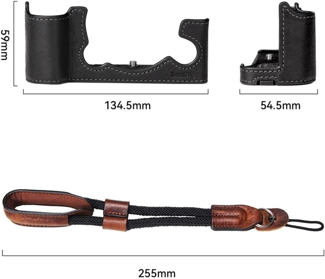 SMALLRIG X-T5 Half Case mit Handschlaufe und Auslöser, Kameratasche aus braunem Leder im Retro-Stil