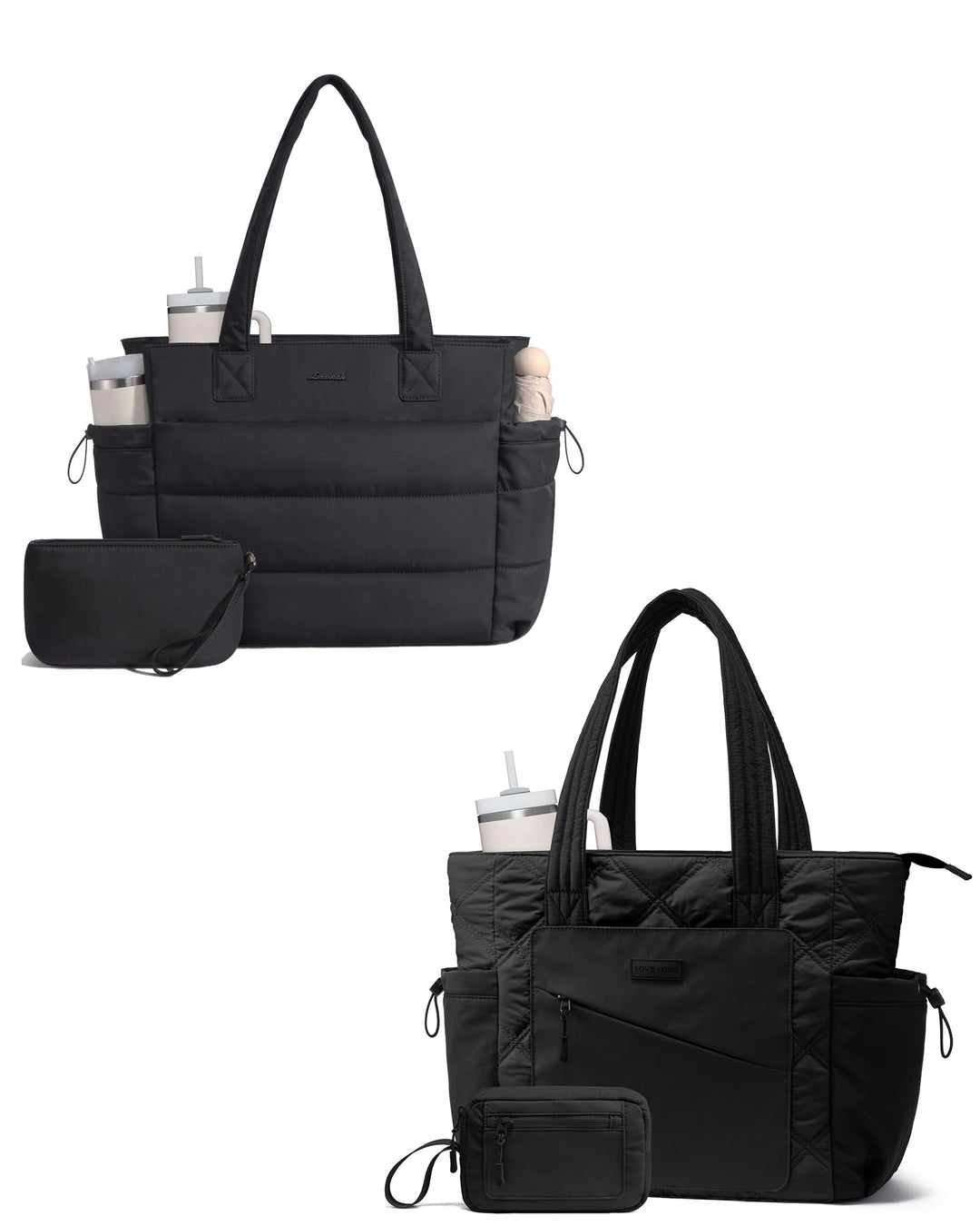 LOVEVOOK Shopper Tasche Damen Gross, Puffer Handtasche Tote Bag Arbeitstasche 15,6 Zoll Laptoptasche