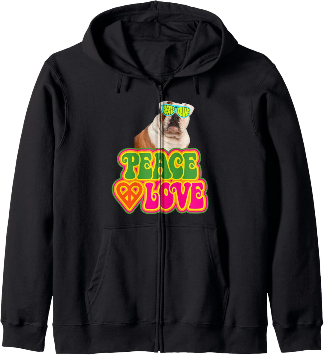 Peace Heart Love Dog French Bulldog 2 Kapuzenjacke