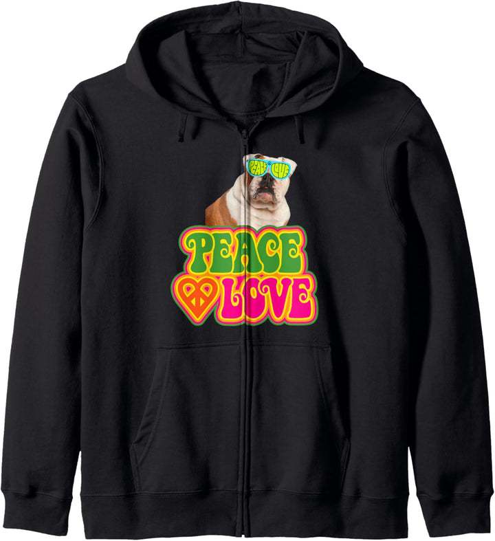 Peace Heart Love Dog French Bulldog 2 Kapuzenjacke
