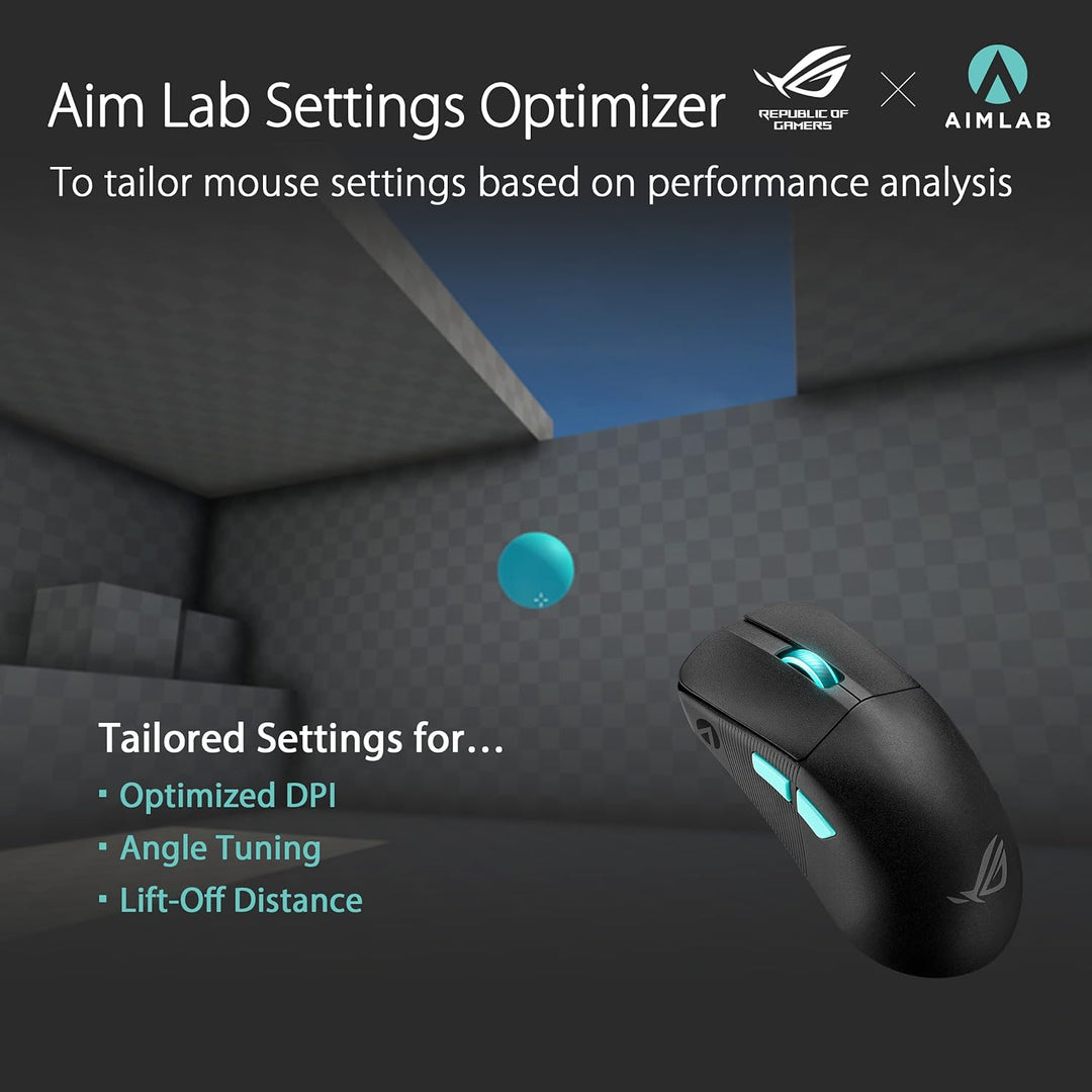 ASUS ROG Harpe Ace Aim Lab Edition RGB Gaming Maus (wireless, 2,4 GHz RF, Bluetooth, USB, optischer