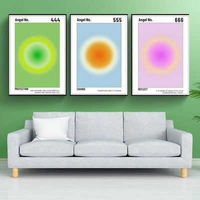 LXTOPN Engel Nummer Poster - Bunte Gradient Aura Poster,Wandkunst, positive Energiemalerei für Zimme