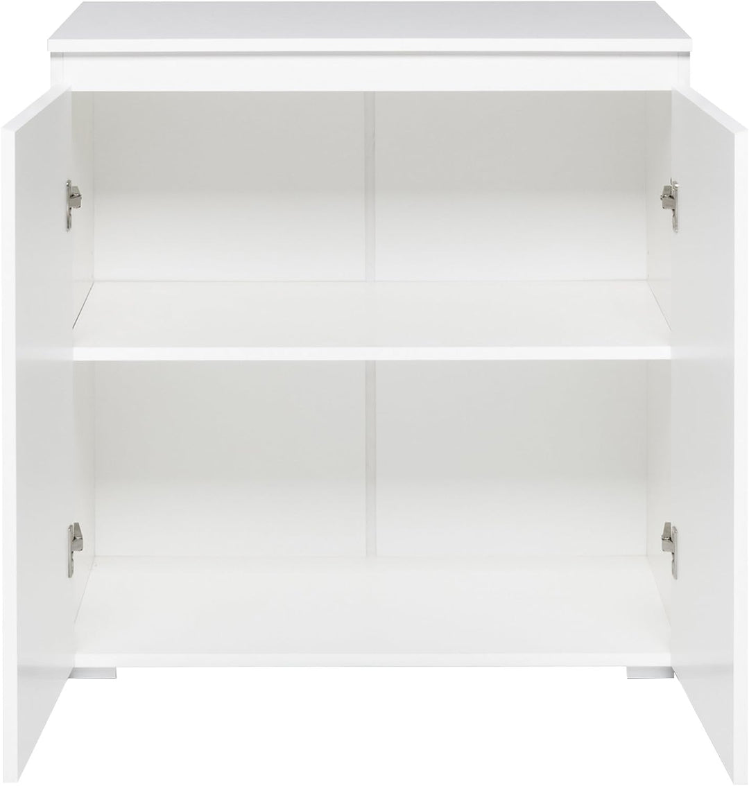 Kommode (B/H/T: 80 x 80 x 40 cm) griffloses Design, weiss matt