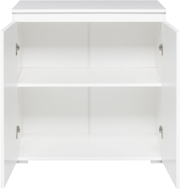 Kommode (B/H/T: 80 x 80 x 40 cm) griffloses Design, weiss matt