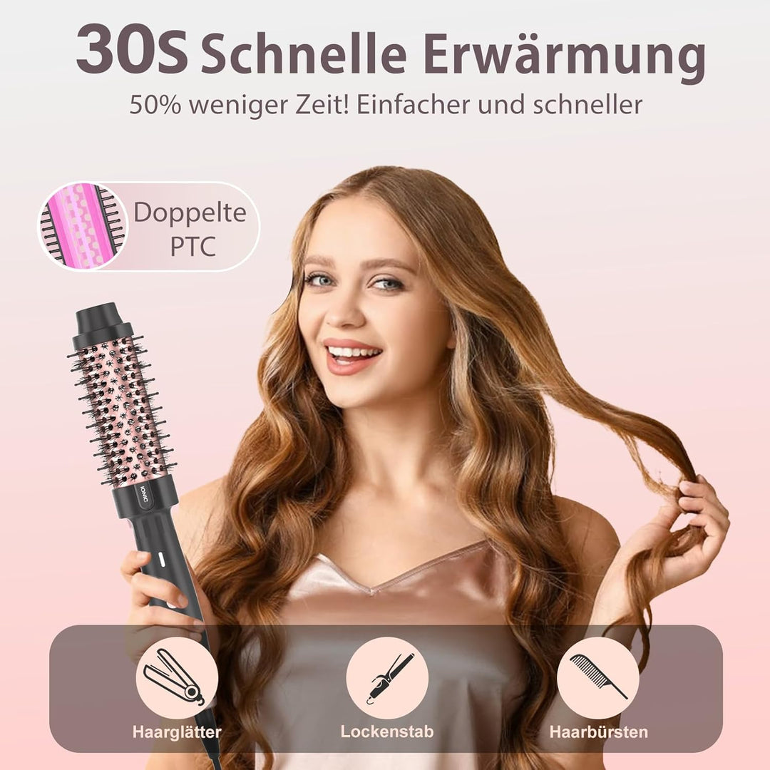 Thermal Brush, Thermobürste Negativ-Ionen, Wärmebürste Rundbürste mit 2 Temperaturstufen, Stylingbür