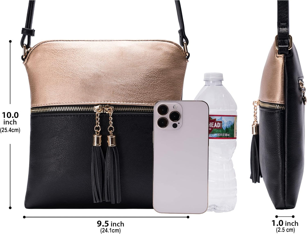 Solene Damen Lp062 Umhängetasche Roségold / Schwarz, Roségold / Schwarz