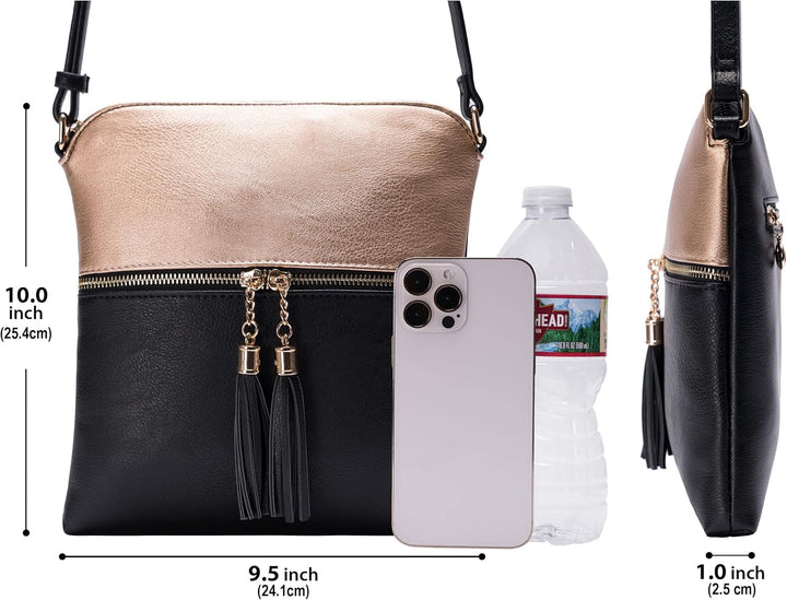 Solene Damen Lp062 Umhängetasche Roségold / Schwarz, Roségold / Schwarz
