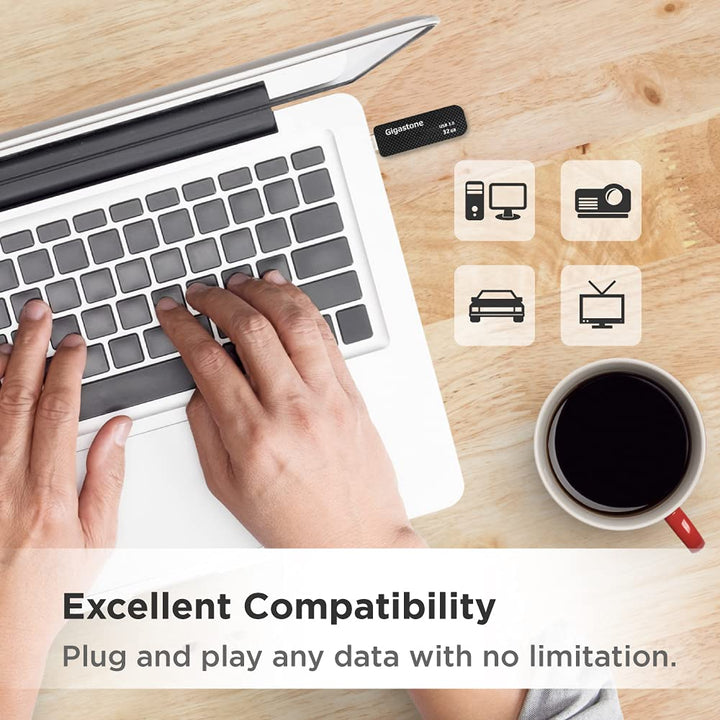 Gigastone Z30 32 GB USB 3.0 Flash-Laufwerk, kappenlos, einziehbares Design, Karbonfaser-Stil, zuverl