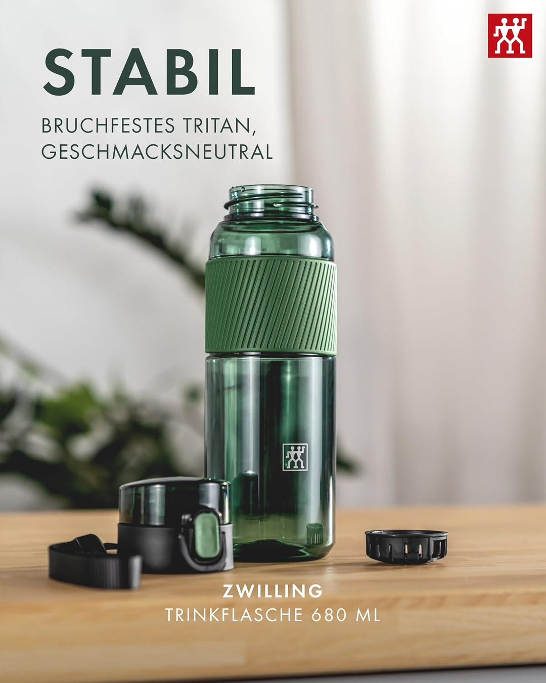 ZWILLING Trinkflasche BPA-frei, Wasserflasche für Fitness, Freizeit und Büro, Sportflasche aus Trita