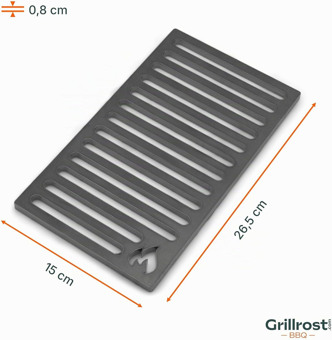 Ofenrost aus massivem Stahl - langlebiger als Gussroste - für Öfen und Kamine 15 x 26.5cm, 15 x 26.5