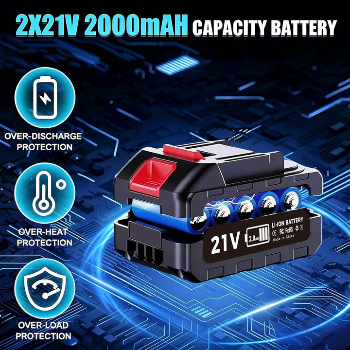 Akku Tauchpumpe Wasserpumpen mit 21V 2000 mAh, Klarwasserpumpe Tauchwasserpumpe mit Sicherheitsdecke