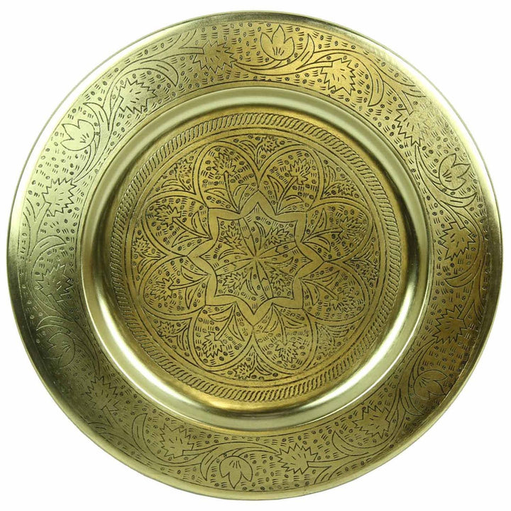 Casa Moro Marokkanisches Serviertablett Nermin Ø 40 cm rund aus Metall in Antik Gold Look | Oriental